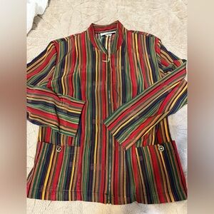 Vintage Kensington Square Red Green Christmas stripes 90’s Vintage Blazer Size M